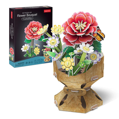 PUZZLE 3D VASE DE FLEURS CAMÉLIA 109 PIÈCES