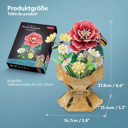 PUZZLE 3D VASE DE FLEURS CAMÉLIA 109 PIÈCES