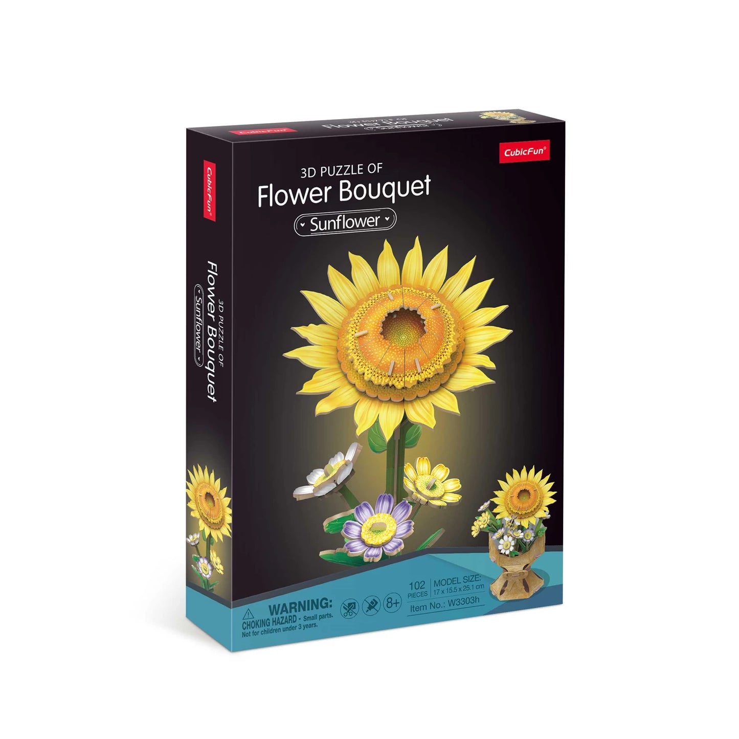PUZZLE 3D VASE DE FLEURS TOURNESOL 102 PIÈCES