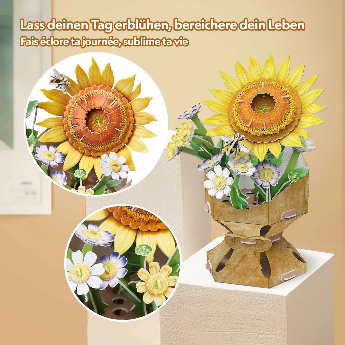 PUZZLE 3D VASE DE FLEURS TOURNESOL 102 PIÈCES