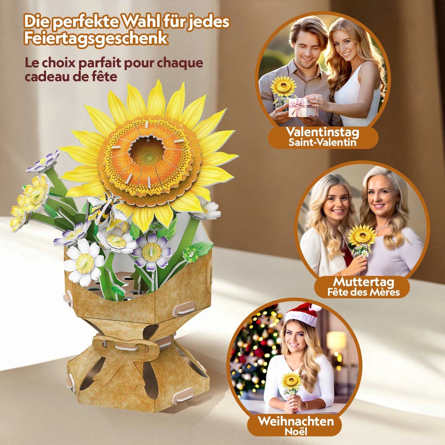 PUZZLE 3D VASE DE FLEURS TOURNESOL 102 PIÈCES