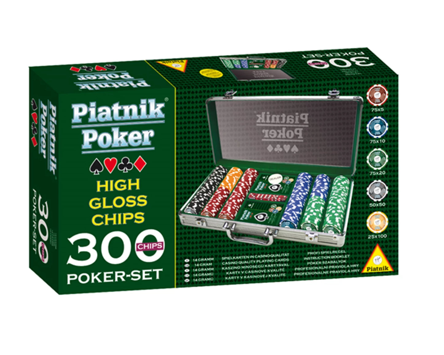 PIATNIK POKER 300 CHIP SET - 14G LUCIDO