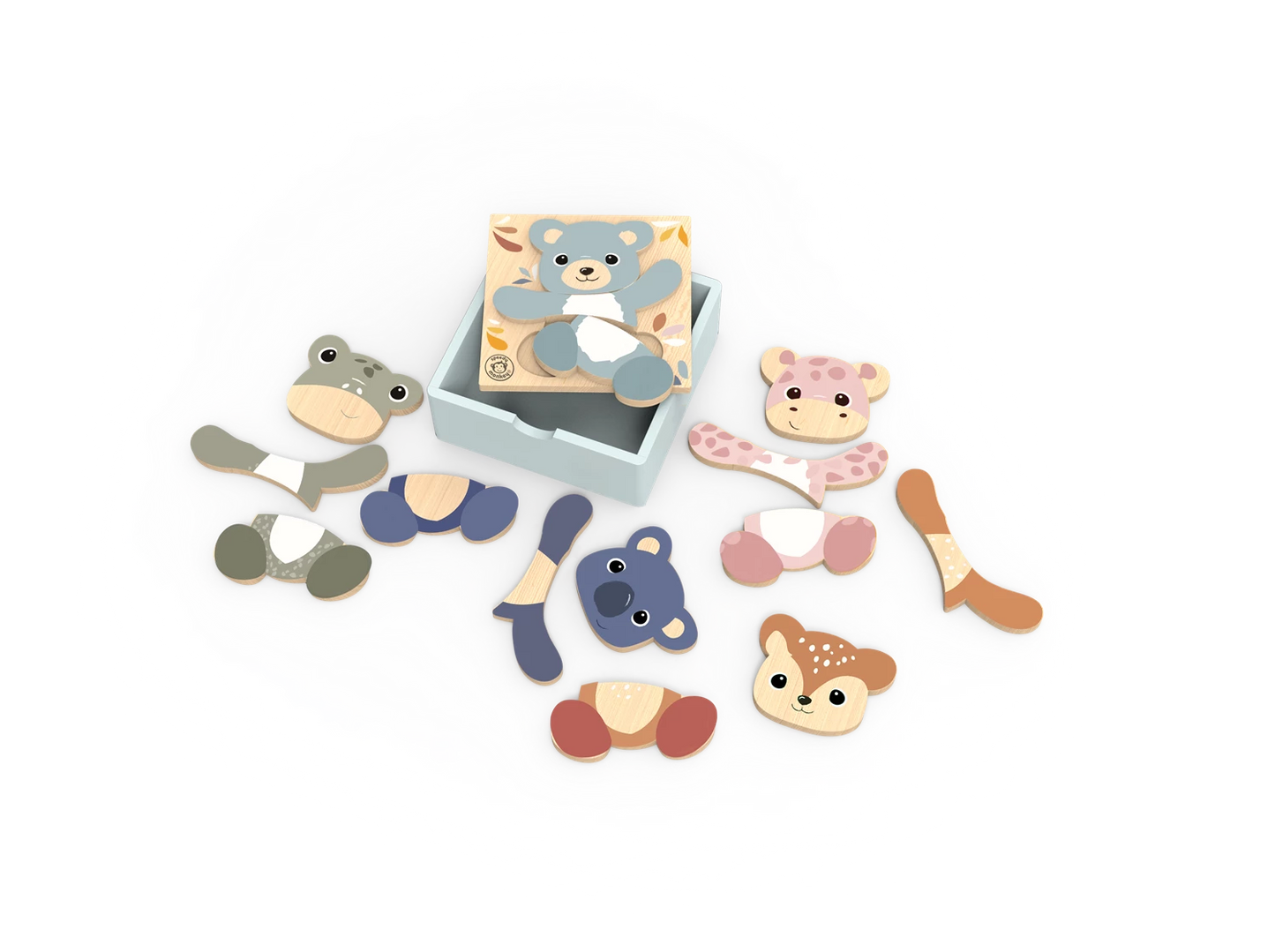 PUZZLE EN BOIS AVEC ANIMAUX À ASSORTIR ET À MÉLANGER