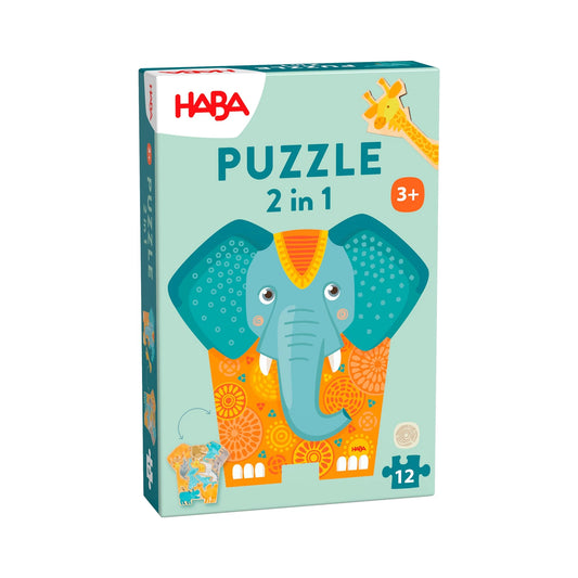 PUZZLE ELEFANTE 2 IN 1, 12 PEZZI