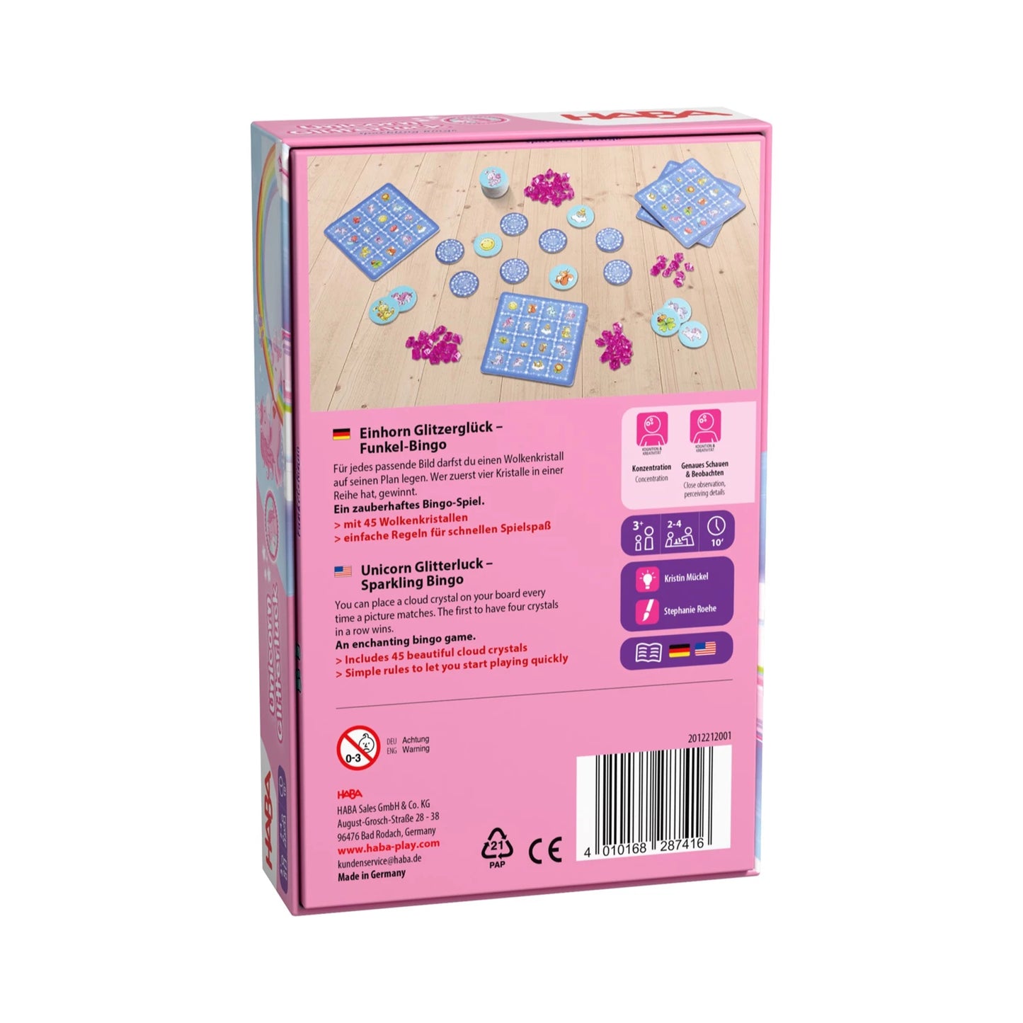 EINHORN GLITZER GLÜCK FUNKELN BINGO