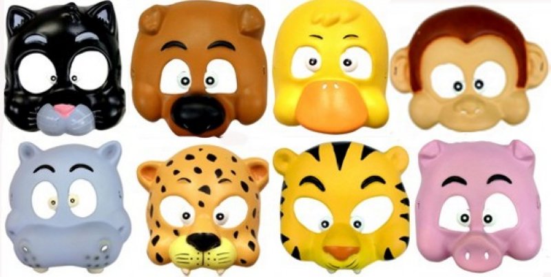MASQUES EN MOUSSE SOUPLE, ANIMAUX ASSORTIS, 9 PIÈCES 🔶