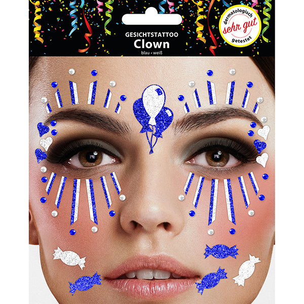 TATOUAGE DE VISAGE DE CLOWN BLEU 🔶