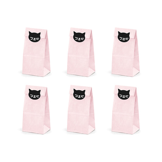 6 SACCHETTI PER FESTA GATTINO ROSA 🔶
