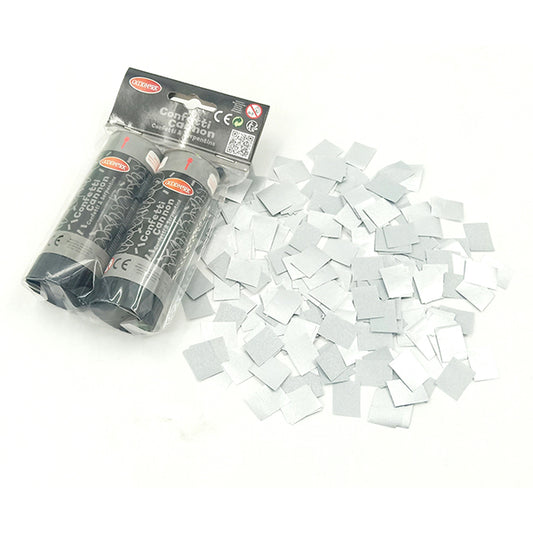2 KONFETTIKANONEN SILBER FÜR PARTYS 11 CM 🔶