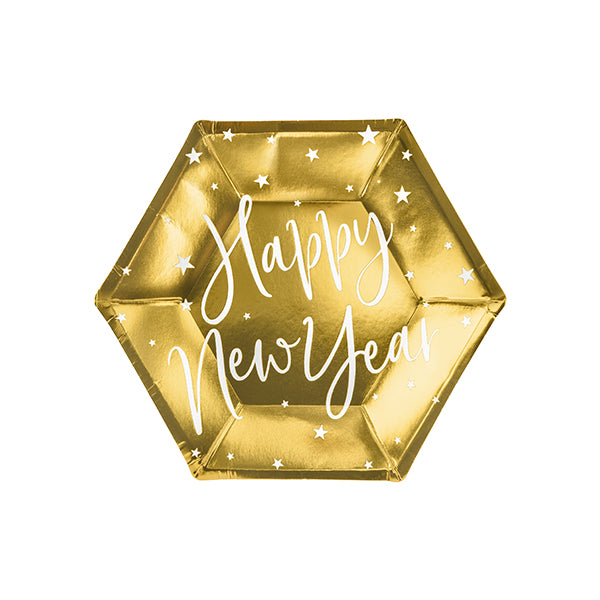 6 goldene Pappteller für ein frohes neues Jahr 🔶
