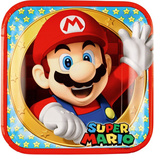 8 TELLER QUADRAT SUPER MARIO 23 X 23 CM 🔶