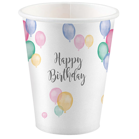 8 BECHER HAPPY BIRTHDAY PASTEL 250 ML 🔶