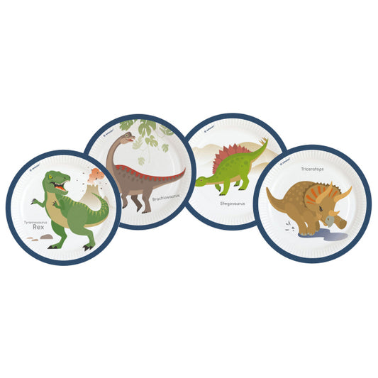 8 TELLER DINOSAURIER GLÜCKLICH 23 CM 🔶