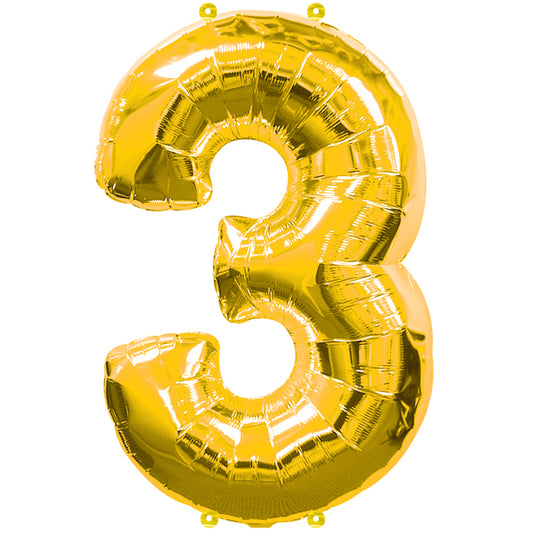 FOLIENBALLON ZAHL 3 GOLD 🔶