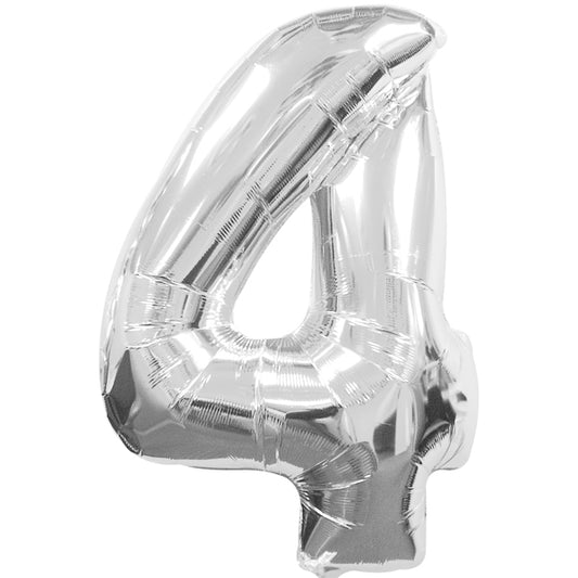 Folienballon Zahl 4 Silber 🔶