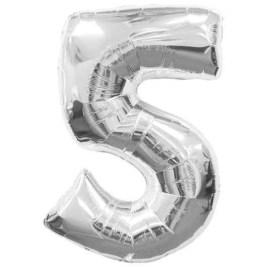 FOLIENBALLON NUMMER 5 SILBER 🔶