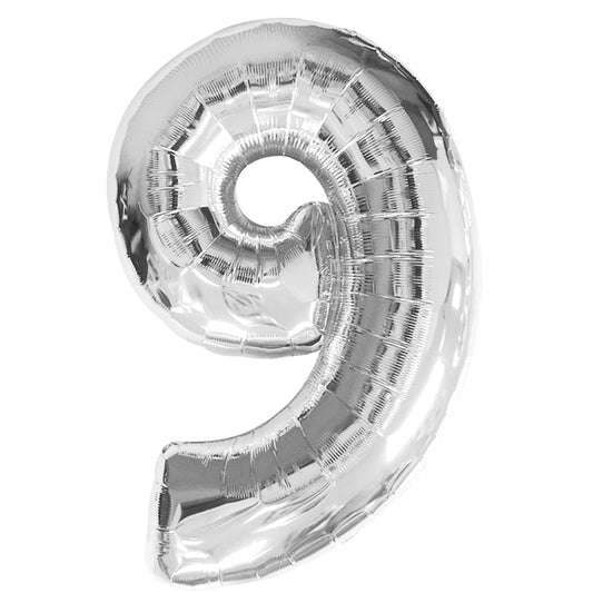 FOLIERBALLON ZAHL 9 SILBER 🔶
