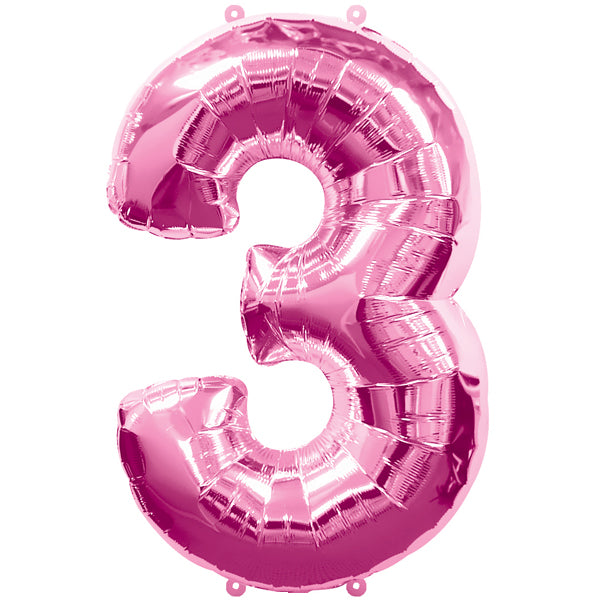 FOLIEBALLON NUMMER 3 ROSA 🔶