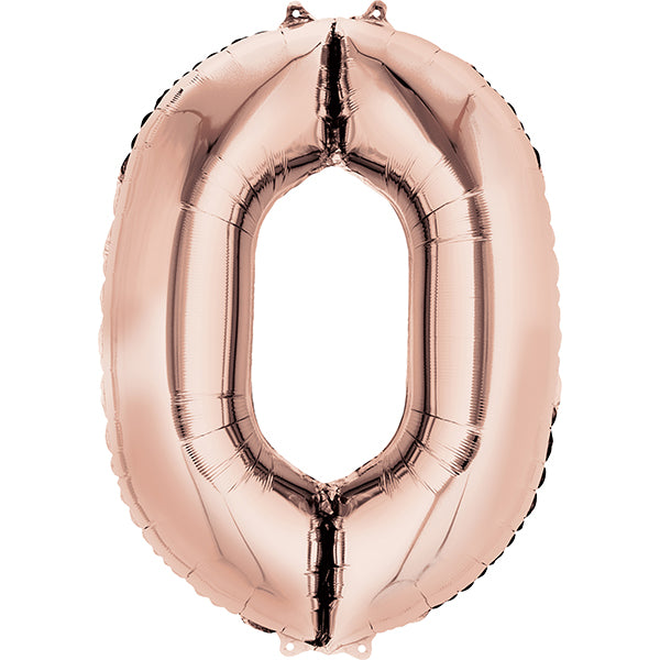 BALLON EN ALUMINIUM CHIFFRE 0 OR ROSE 🔶