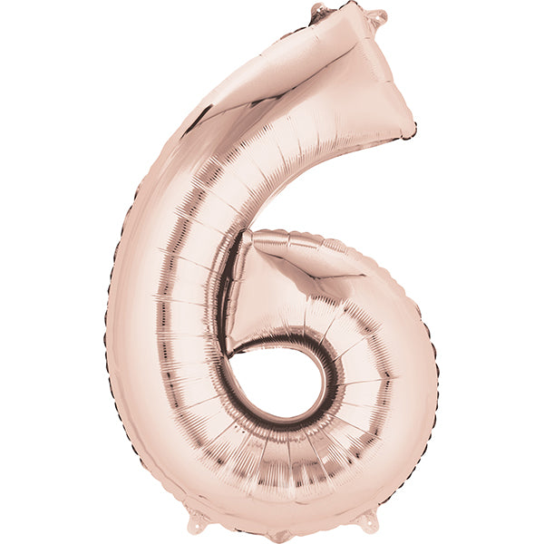 BALLON ALUMINIUM CHIFFRE 6 OR ROSE 🔶
