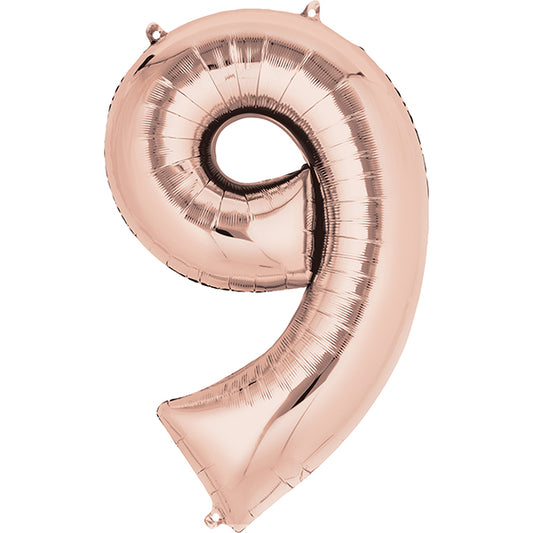 FOLIENBALLON ZAHL 9 ROSÉGOLD 🔶