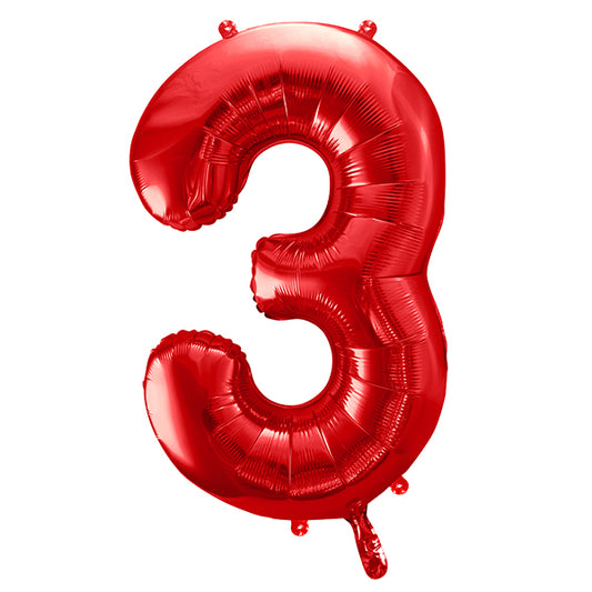 FOLIERTER BALLON NUMMER 3 ROT 🔶