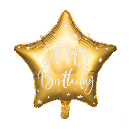 FOLIERTER LUFTBALLON STERN HAPPY BIRTHDAY 40 CM 🔶