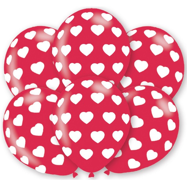 6 BALLONS EN FORME DE CŒUR ROUGE/BLANC 🔶