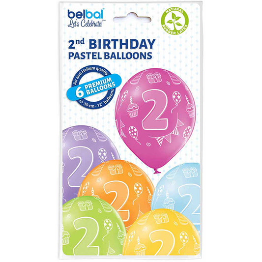 6 VERSCHIEDENE BALLONS, MENGE 2, 27,5 CM 🔶