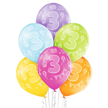 6 verschiedene Luftballons, Menge 3, 27,5 cm 🔶