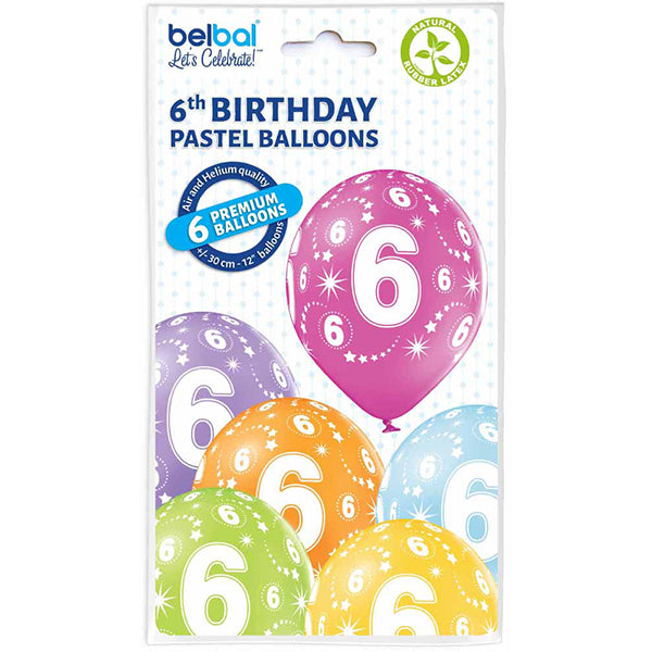 6 ASSORTIERTE BALLONS, 6 GRÖSSEN, 27,5 CM 🔶