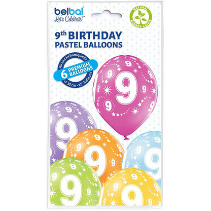 6 BALLONS SORTIERT, GRÖSSE 9, 27,5 CM 🔶