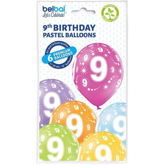 6 BALLONS SORTIERT, GRÖSSE 9, 27,5 CM 🔶