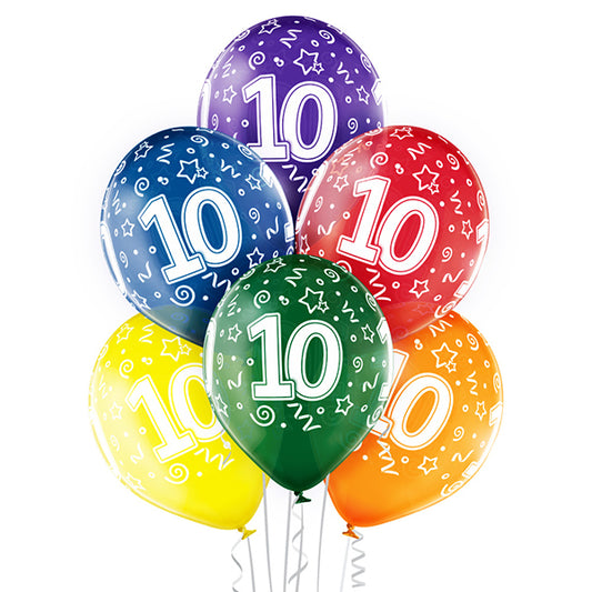 6 VERSCHIEDENE BALLONS, GRÖSSE 10, 27,5 CM 🔶