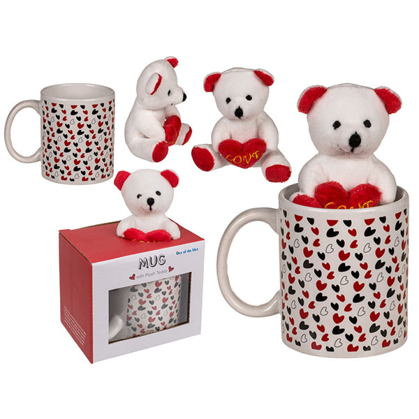 TASSE BLANCHE AVEC OURSON EN PELUCHE 🔶