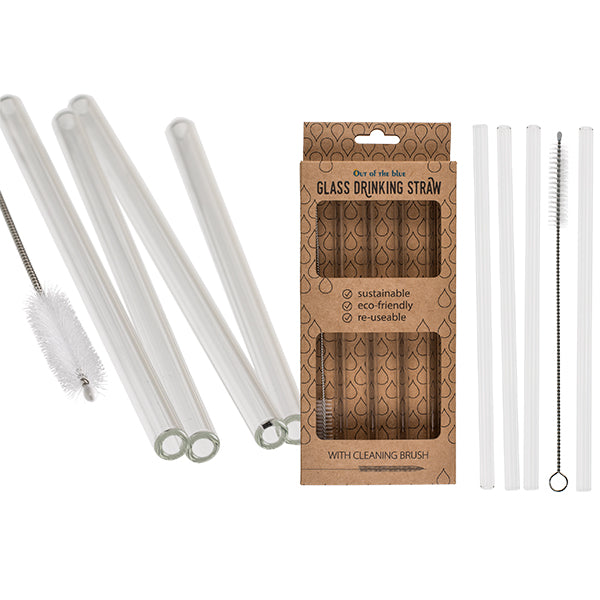LOT DE 4 PAILLES EN VERRE AVEC BROSSE DE NETTOYAGE 🔶