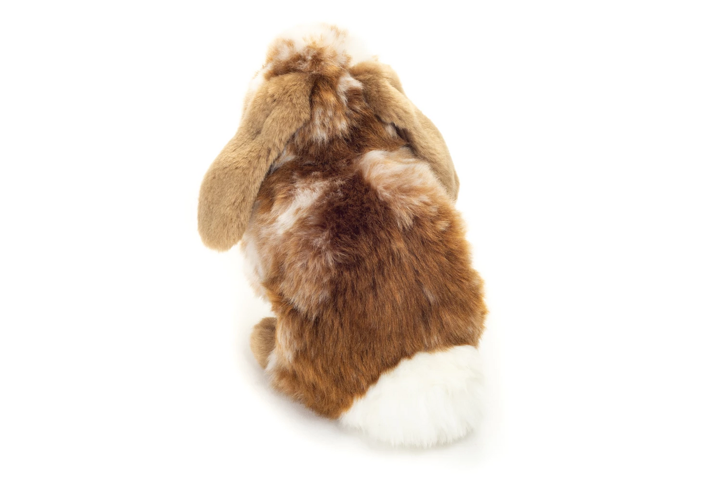 LAPIN ASSIS, BRUN FONCÉ/TÂCHETÉ BLANC, 20 CM