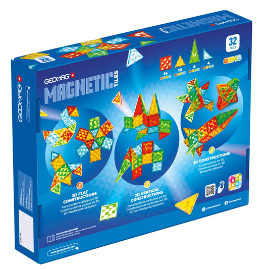 PIASTRELLE MAGNETICHE GEMS ROCKET 32 PEZZI