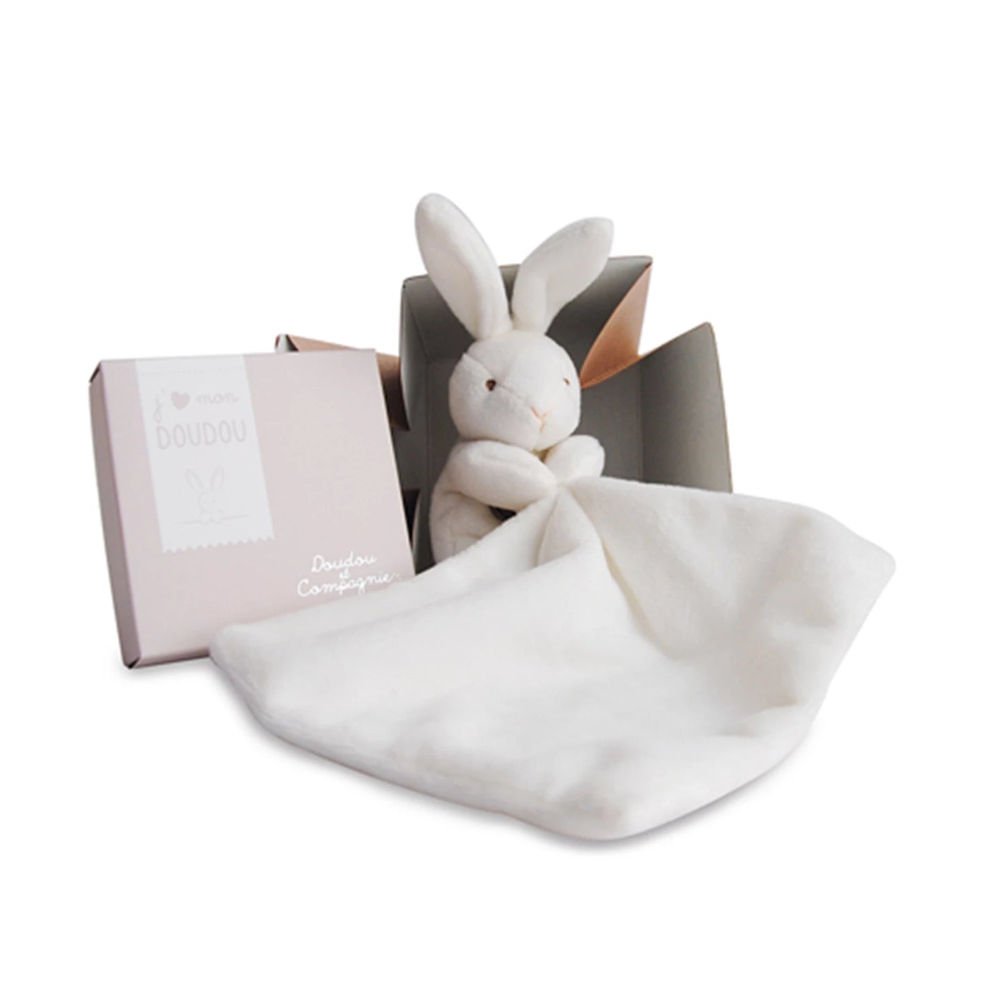LAPIN AVEC PELUCHE, NATUREL, 10 CM