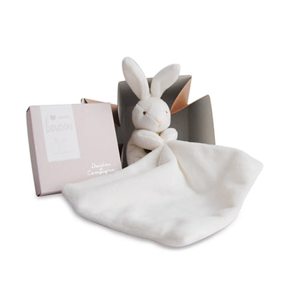 LAPIN AVEC PELUCHE, NATUREL, 10 CM