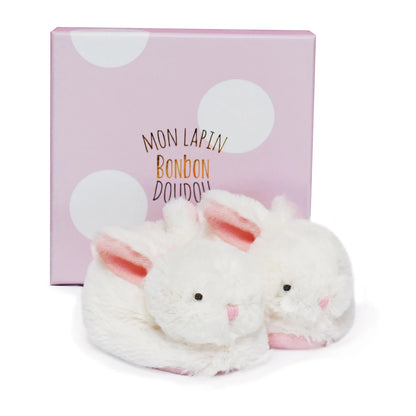 BOTTINES CANDY BUNNY AVEC HOCHET, ROSE 0-6 MOIS