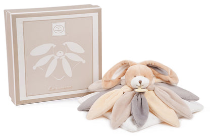 PELUCHE MOTIF LAPIN ET FLEUR, TOURTERELLE, 28 CM