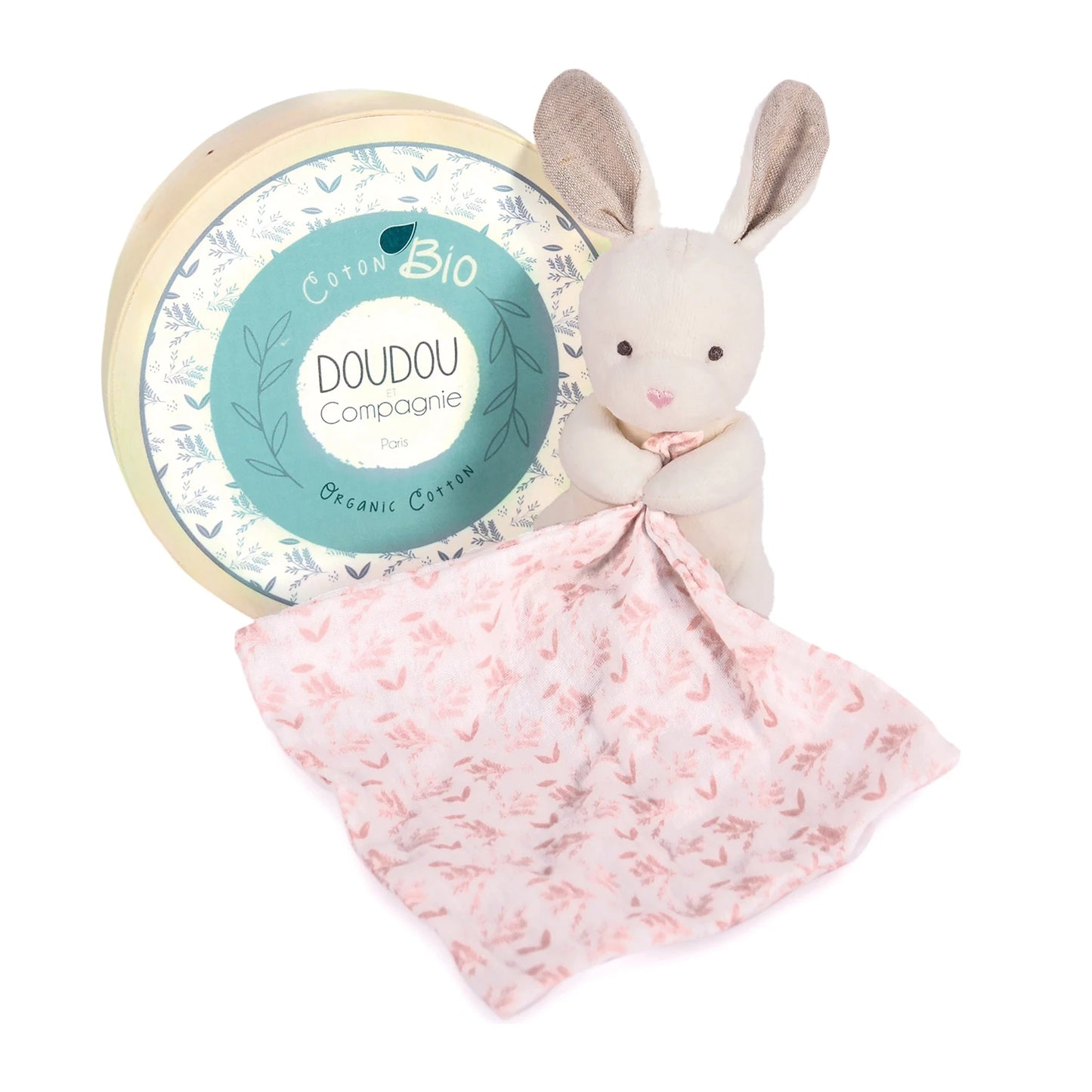 LAPIN BIO AVEC PELUCHE, ROSE, 15 CM