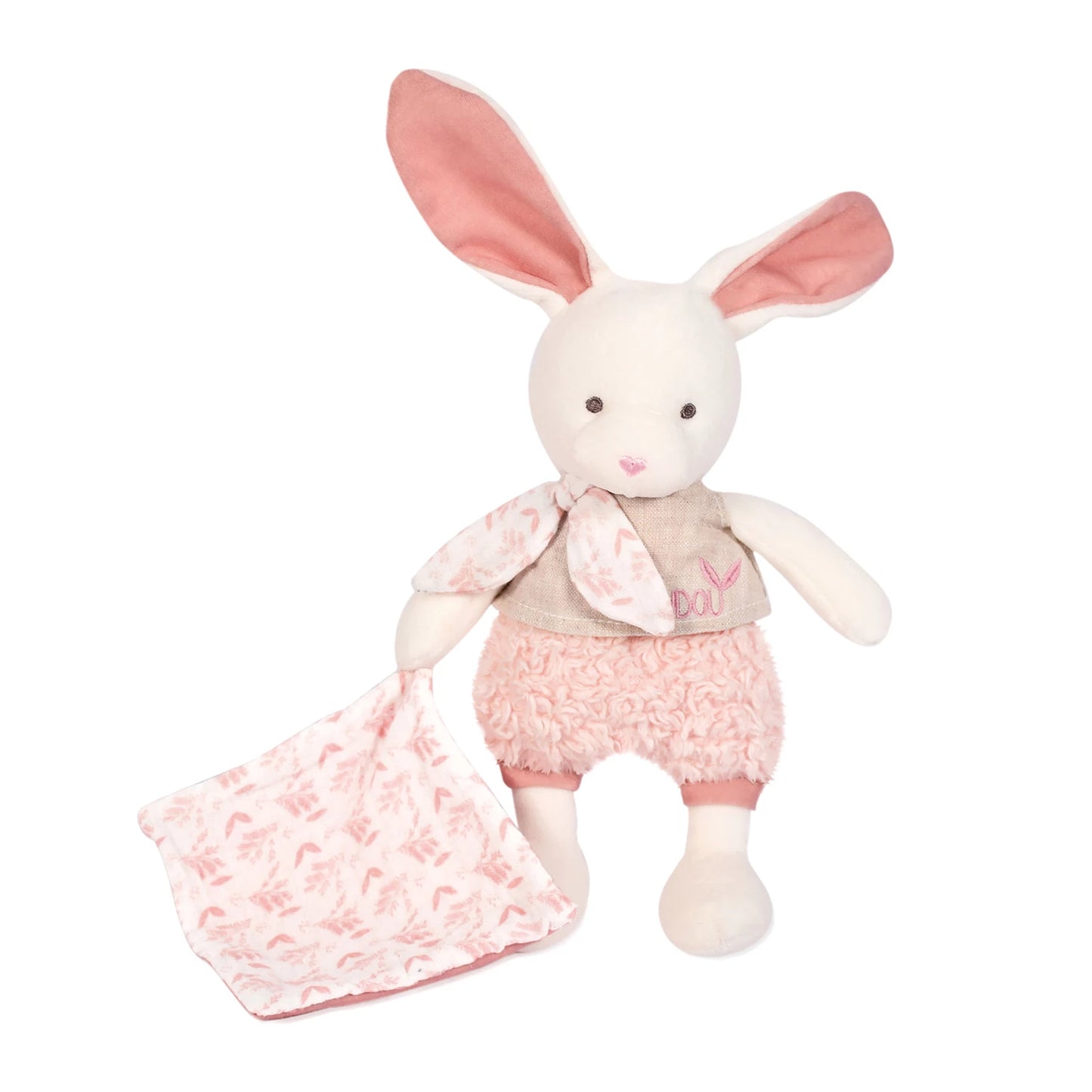 LAPIN BIOLOGIQUE AVEC PELUCHE, ROSE, 22 CM