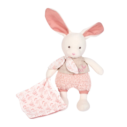 CONIGLIO BIOLOGICO CON PELUCHE, ROSA, 22 CM