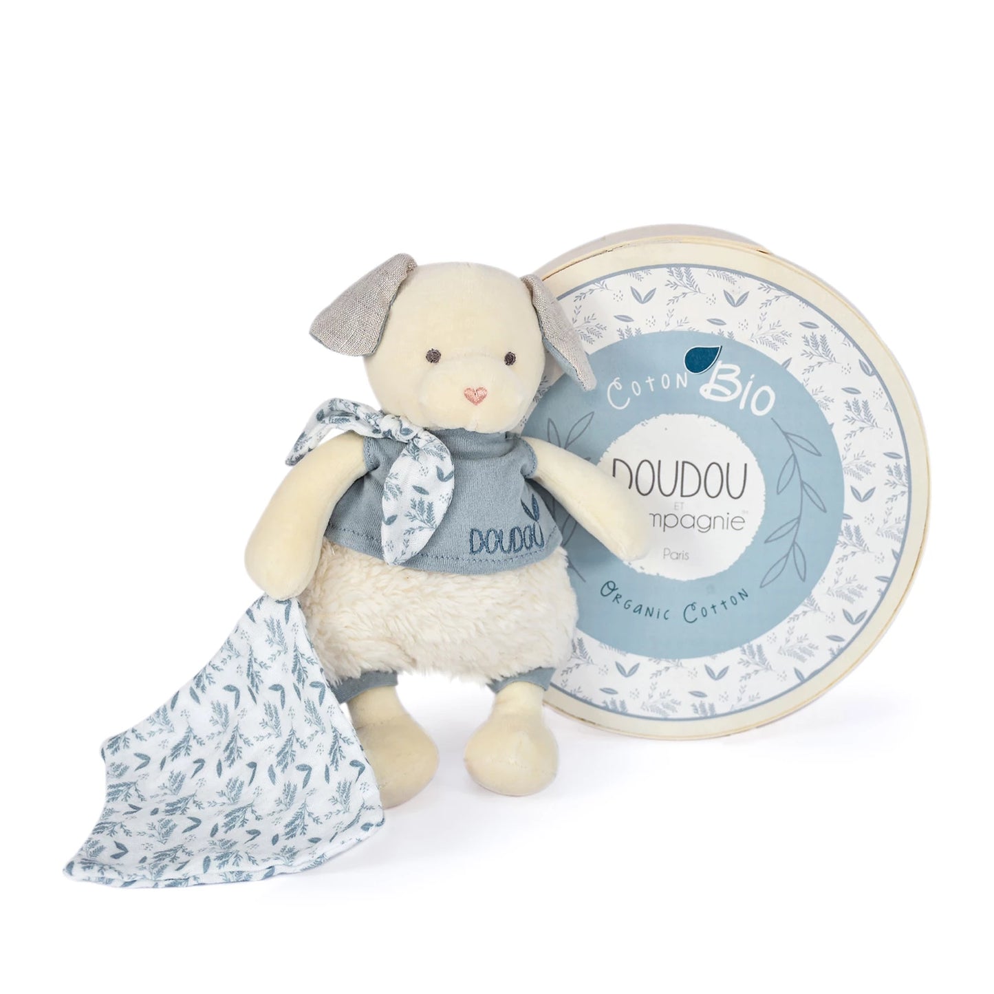 CHIEN BIOLOGIQUE AVEC PELUCHE, BLEU, 22 CM