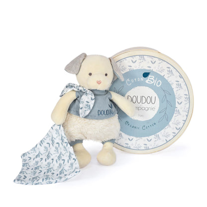 CHIEN BIOLOGIQUE AVEC PELUCHE, BLEU, 22 CM