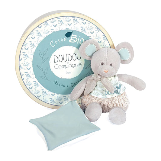 TOPOLINO BIOLOGICO CON PELUCHE, VERDE OLIVA, 22 CM