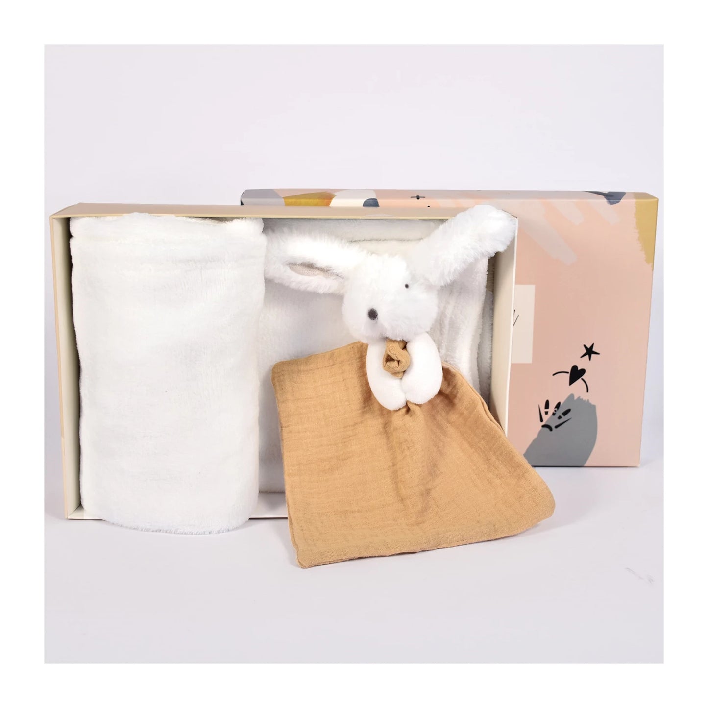 COUVERTURE HAPPY WILD ET PELUCHE, BLANC