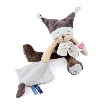 OURSON EN PELUCHE AVEC COUVERTURE, JOUR ET NUIT, TAUPE, 35 CM